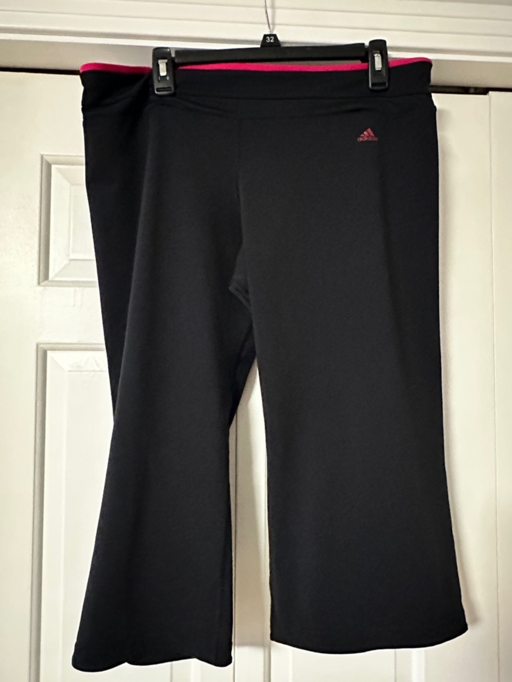 Adidas Black Yoga style Capri with Pink Trim